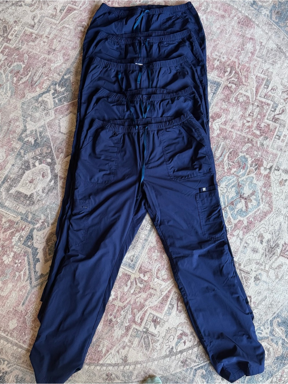FIGS Technical Collection Cargo Scrub Pants 5-Pair Bundle XL Navy